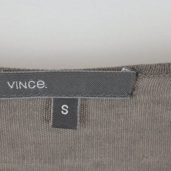 Vince Women's Small Gray Linen Blend V-Neck Lightweight Tight Knit Sweater - Picture 5 of 7
